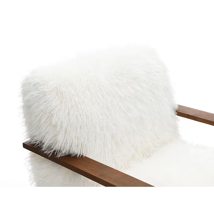 Ivory Faux-Fur Accent Chair — gallery view 4 of 5