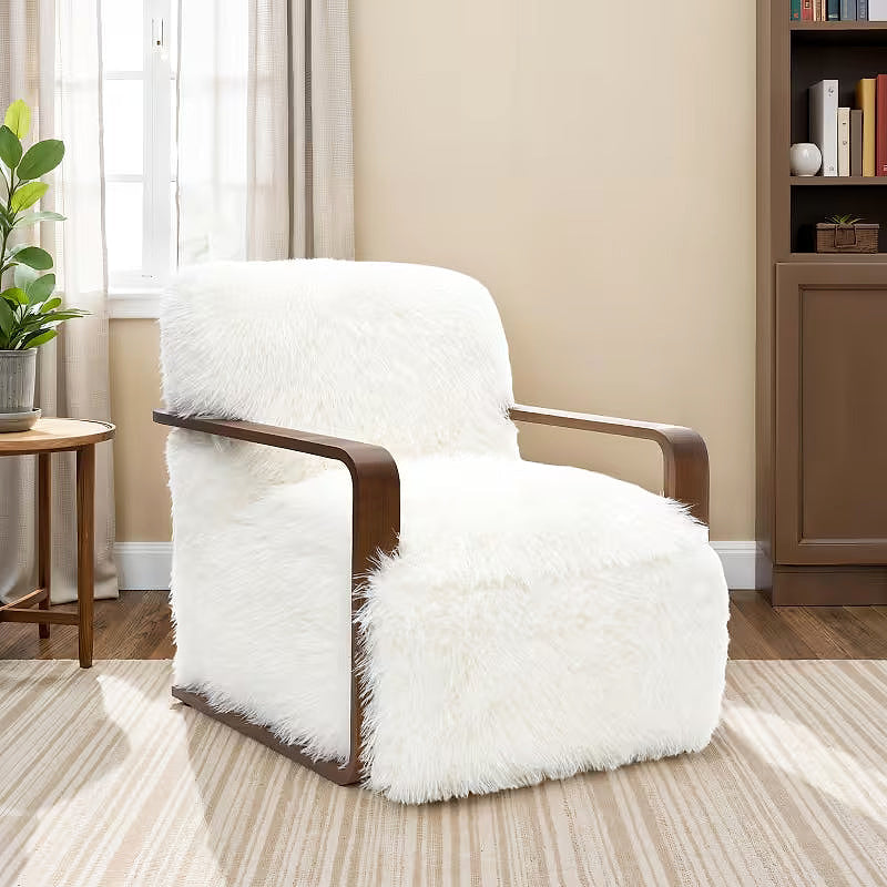 Ivory Faux-Fur Accent Chair — gallery view 2 of 5