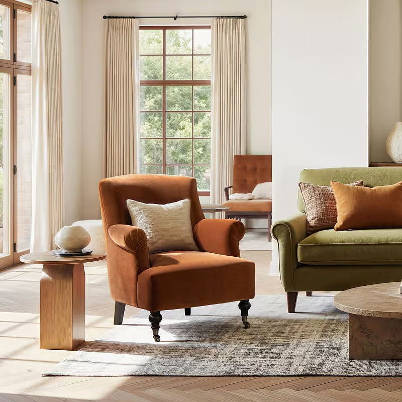 Eloise Burnt Orange Pleated Armchair — gallery view 3 of 9