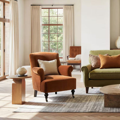 Eloise Burnt Orange Pleated Armchair — gallery view 3 of 9