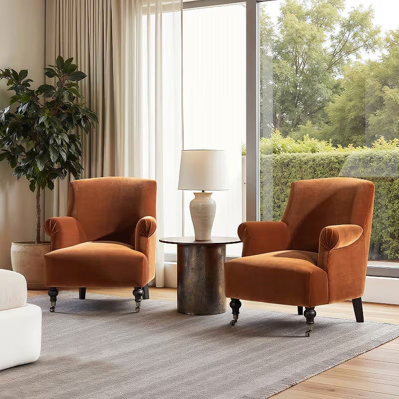 Eloise Burnt Orange Pleated Armchair — gallery view 4 of 9
