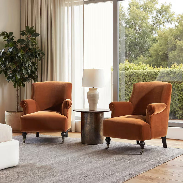 Eloise Burnt Orange Pleated Armchair — gallery view 4 of 9