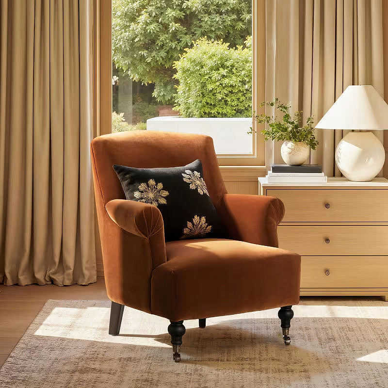 Eloise Burnt Orange Pleated Armchair — gallery view 2 of 9