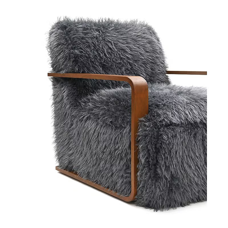 Charcoal Faux-Fur Accent Chair — gallery view 4 of 7