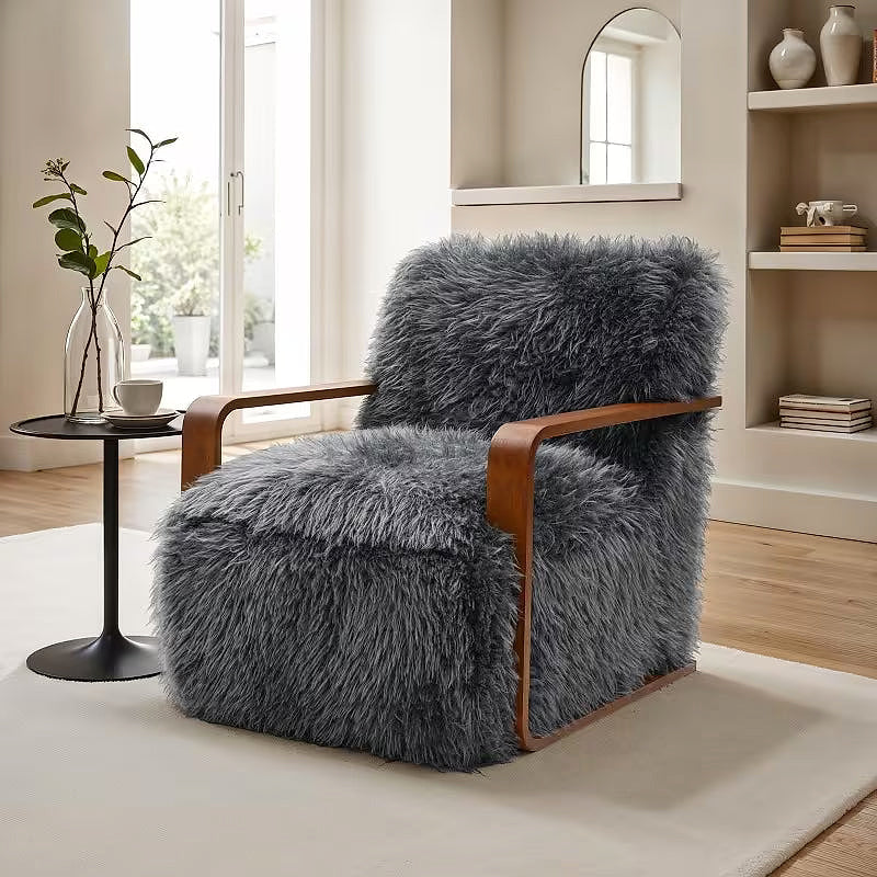 Charcoal Faux-Fur Accent Chair — gallery view 2 of 7