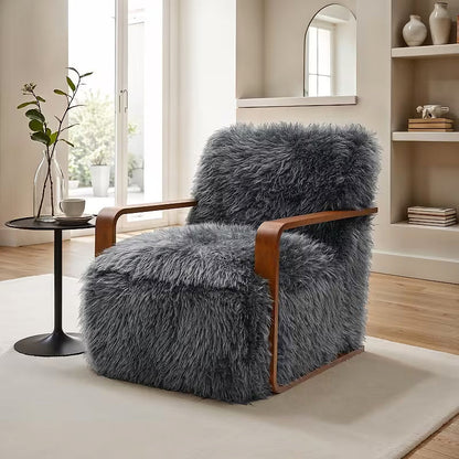 Charcoal Faux-Fur Accent Chair — gallery view 2 of 7