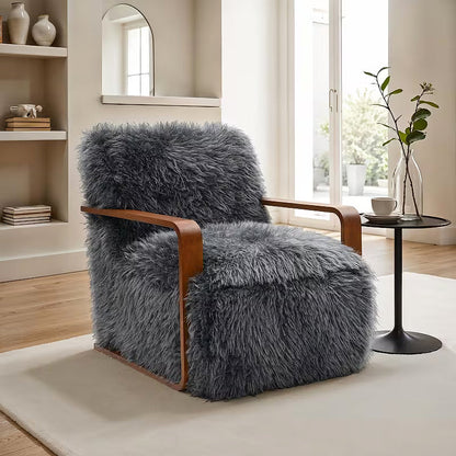 Charcoal Faux-Fur Accent Chair — gallery view 3 of 7