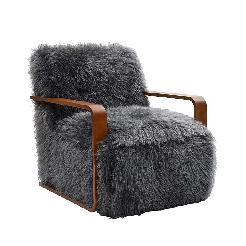 Charcoal Faux-Fur Accent Chair — gallery view 7 of 7
