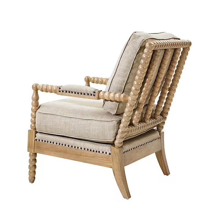Hadley Neutral Wood Accent Chair — gallery view 3 of 8