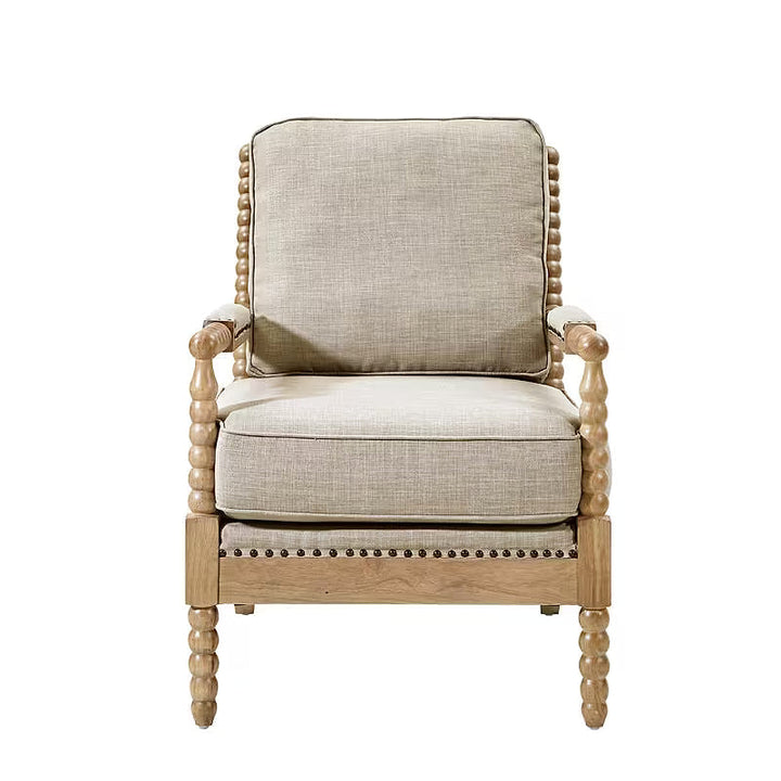 Hadley Neutral Wood Accent Chair — gallery view 4 of 8