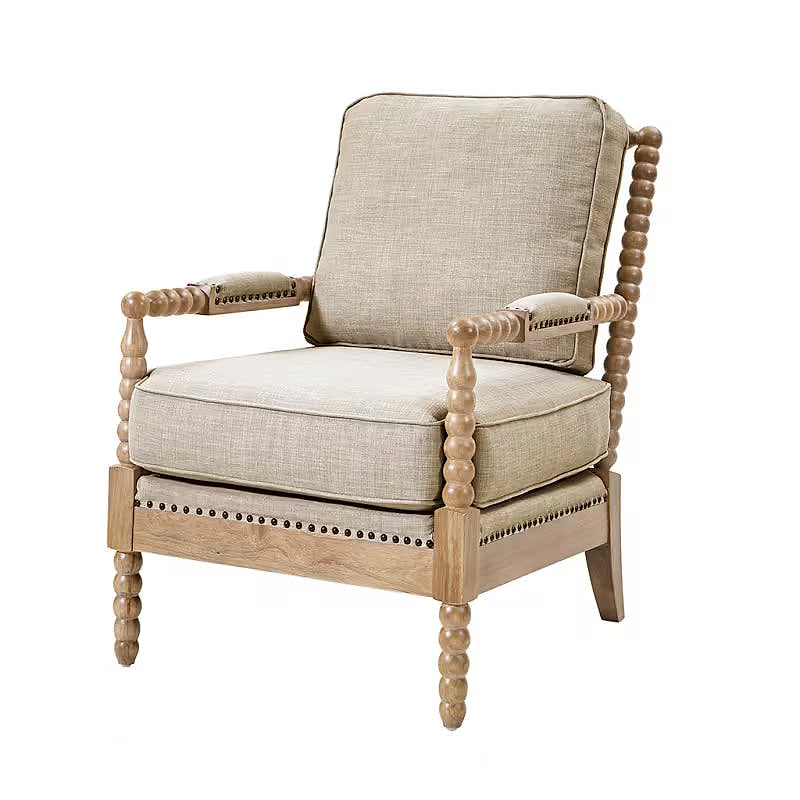 Hadley Neutral Wood Accent Chair — gallery view 2 of 8