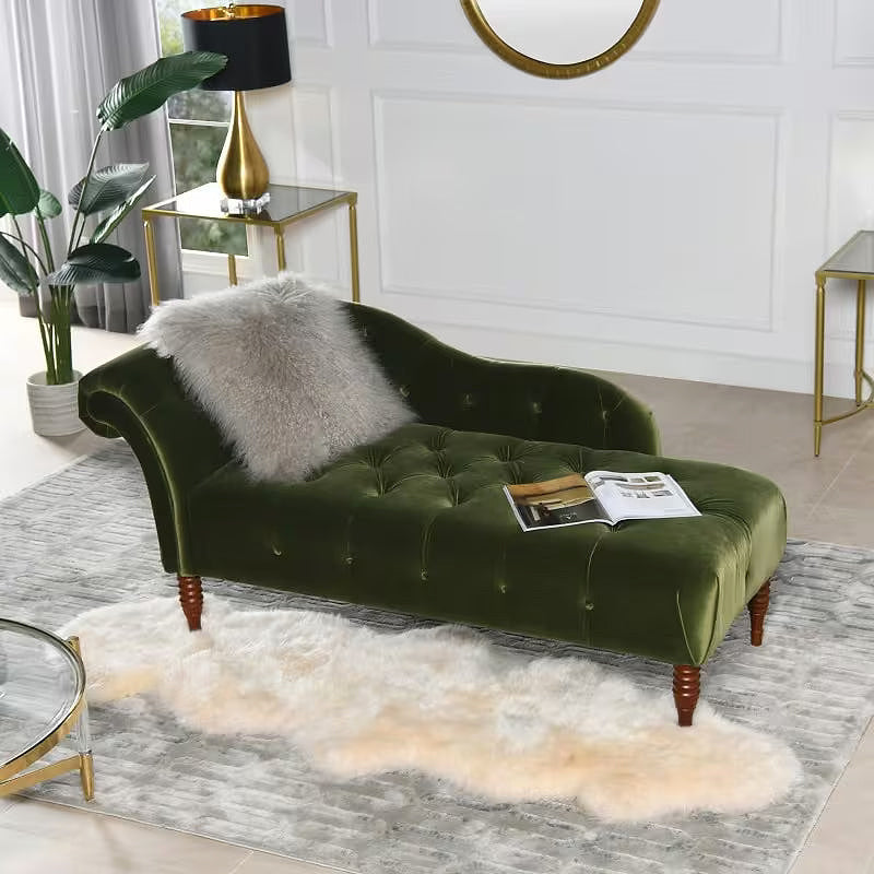 Samuel Olive Green Tufted Chaise Lounge — gallery view 2 of 10