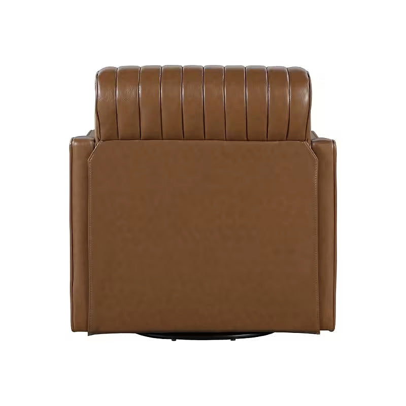 Brown Channel-Stitched Swivel Chair — gallery view 5 of 5