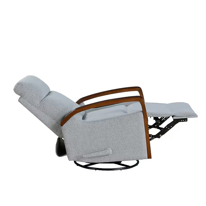 Gray Boucle Swivel Glider Recliner — gallery view 8 of 9