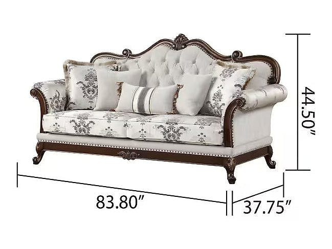 Gloria sofa dimension diagram, 83.8 by 37.75 by 44.5 inches