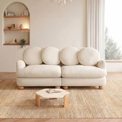Clover beige chenille loveseat, front view