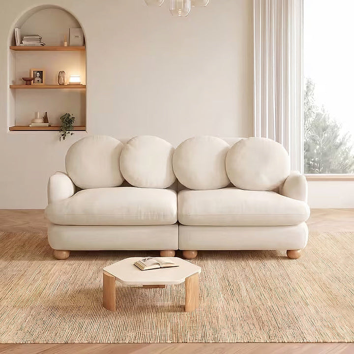Clover beige chenille loveseat, front view