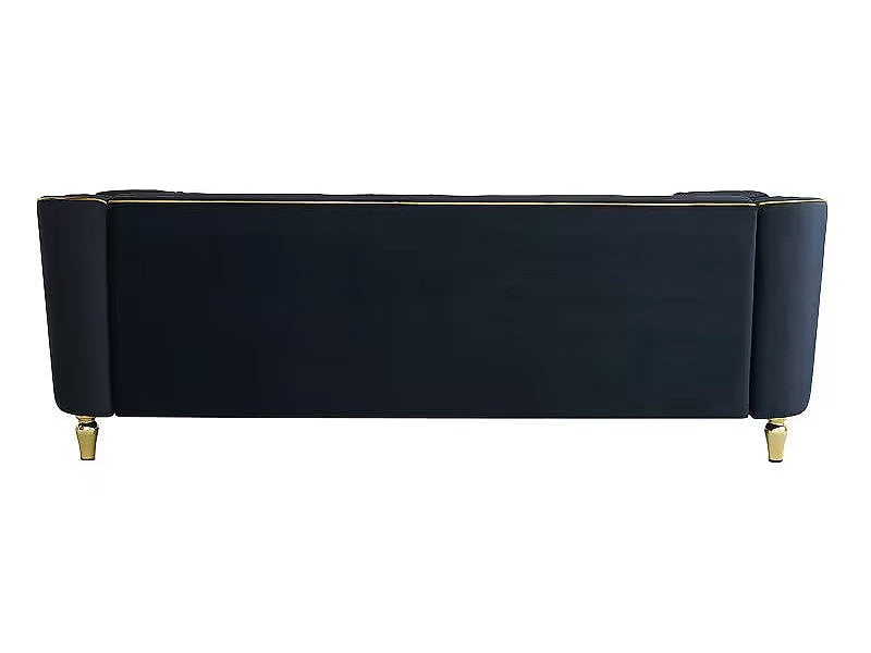Lucien black sofa, straight-on rear view