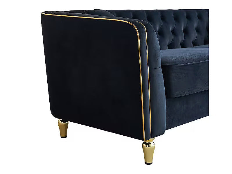 Lucien sofa, curved arm and gold-tone piping detail