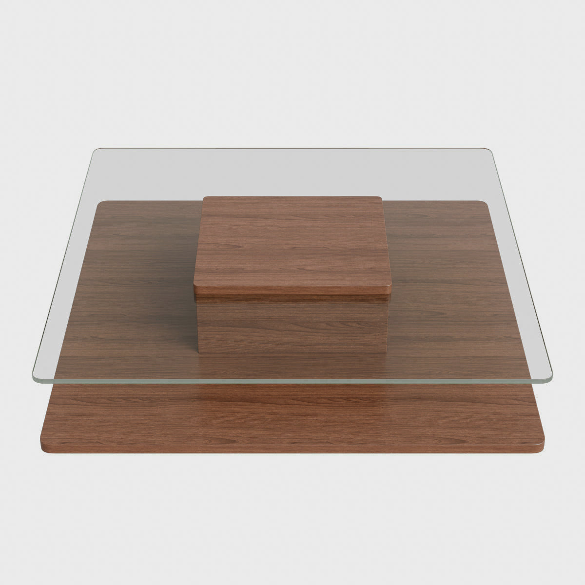 Top view walnut glass table