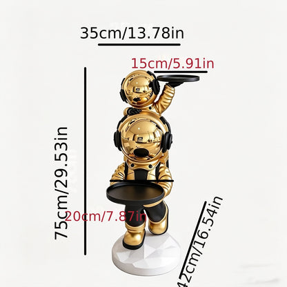 Astronaut Side Table with Two Display Trays - Space Dual Tray Golden