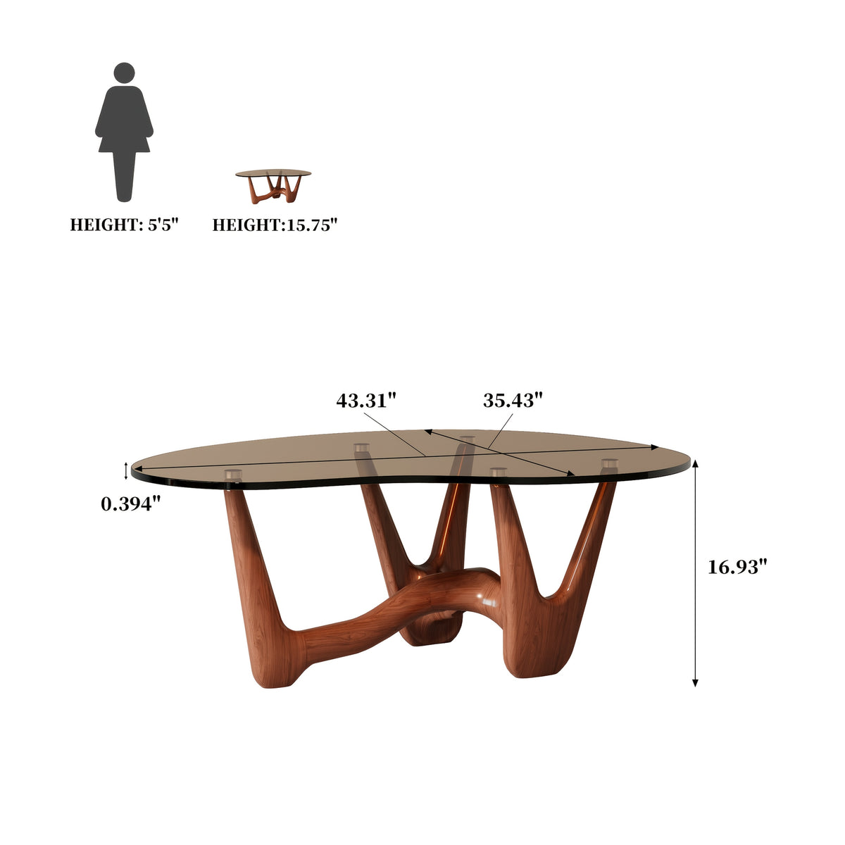Sculptural Glass-Top Coffee Table