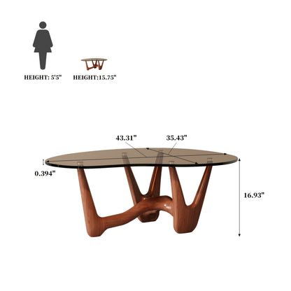 Sculptural Glass-Top Coffee Table