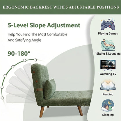Green Chenille Convertible Sleeper Chair — gallery view 8 of 10