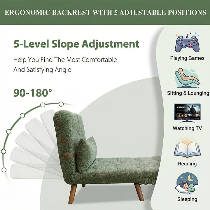 Green Chenille Convertible Sleeper Chair — gallery view 8 of 10