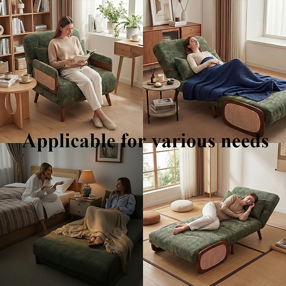 Green Chenille Convertible Sleeper Chair — gallery view 6 of 10