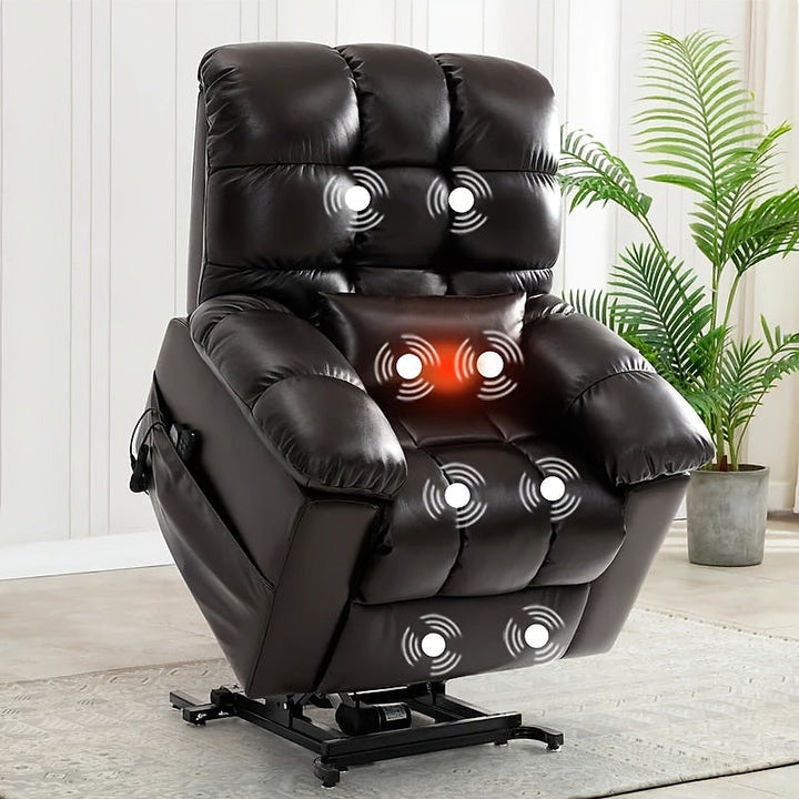 Restreal Brown Power Lift Recliner with Massage — gallery view 2 of 6