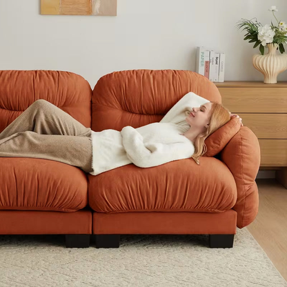 Sienna Orange Chenille 3-Seat U-Shaped Sectional with Ottomans