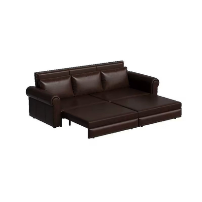 Winston 93.7-Inch Dark Brown Faux-Leather Sleeper Sofa