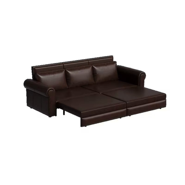 Winston 93.7-Inch Dark Brown Faux-Leather Sleeper Sofa