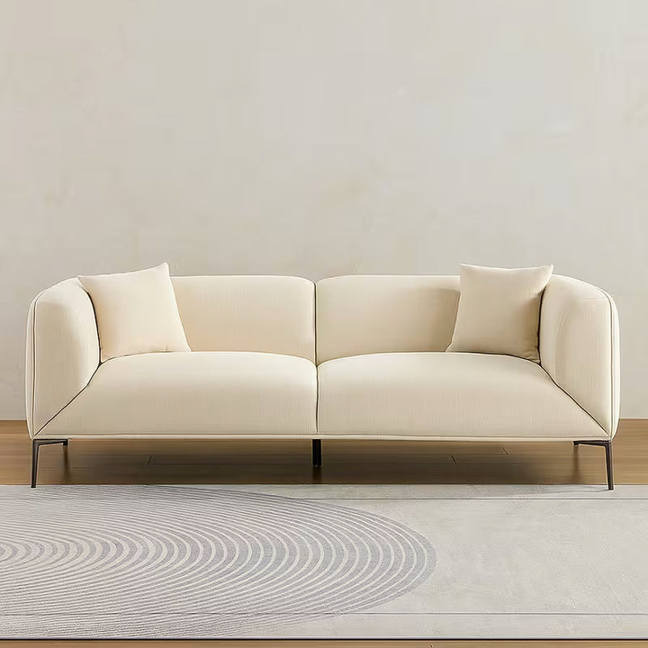 Ellis 89-Inch Beige Fabric Sofa with Rounded Arms