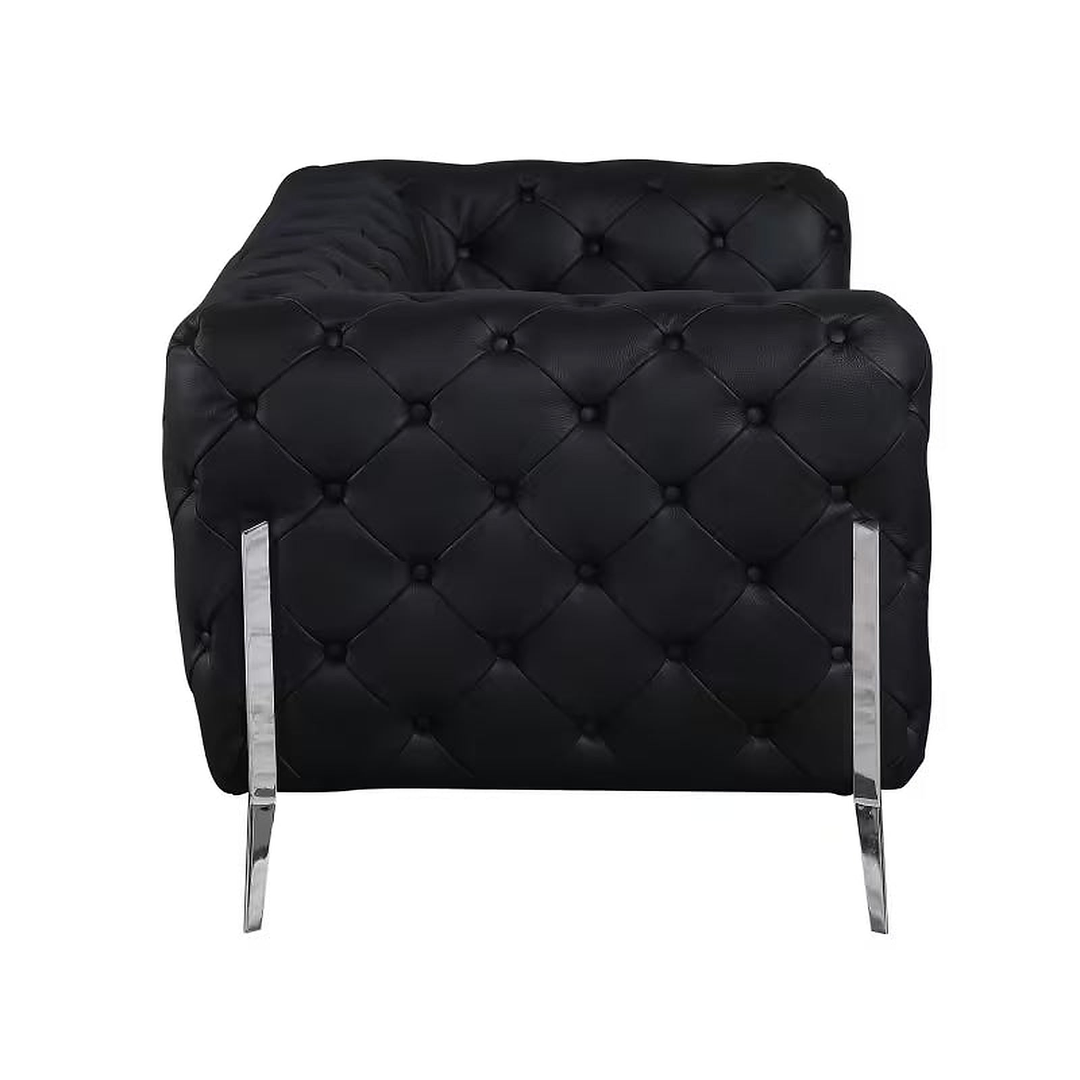 Marcello Black Top-Grain Italian Leather Tufted Loveseat — photo 7