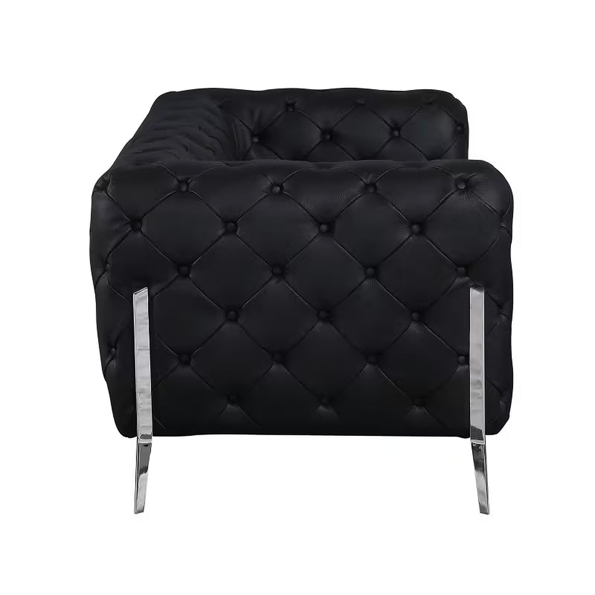 Marcello Black Top-Grain Italian Leather Tufted Loveseat