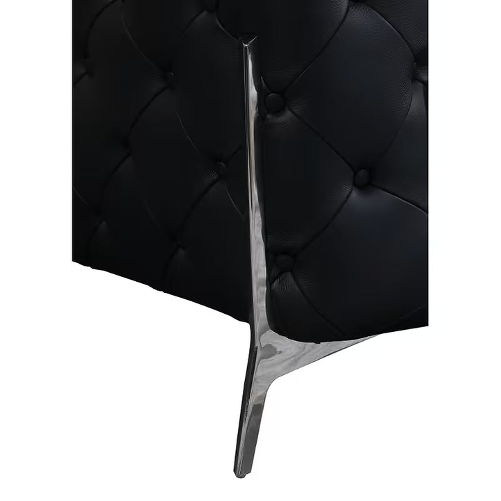 Marcello Black Top-Grain Italian Leather Tufted Loveseat