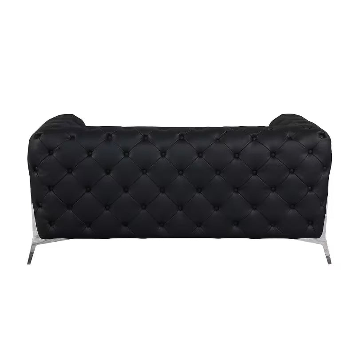 Marcello Black Top-Grain Italian Leather Tufted Loveseat