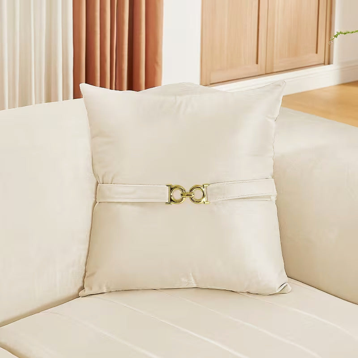 Aurelia 61.8-Inch Beige Velvet Loveseat with Gold-Tone Trim