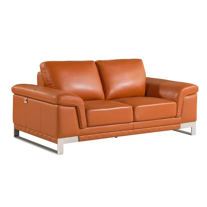 Lorenzo Camel Top-Grain Italian Leather Loveseat