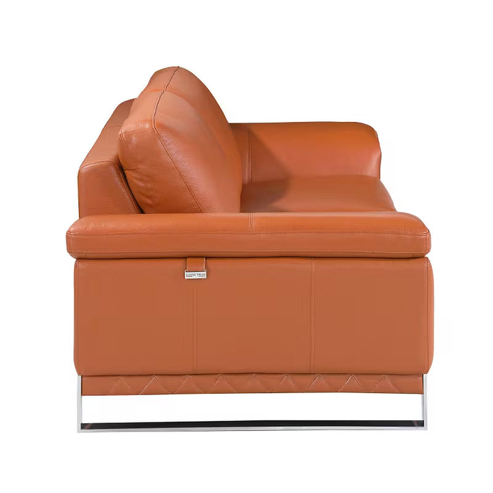 Lorenzo Camel Top-Grain Italian Leather Loveseat