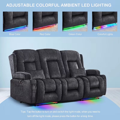 Callum Gray 3-Seat Power Reclining Sofa with Heat and Massage
