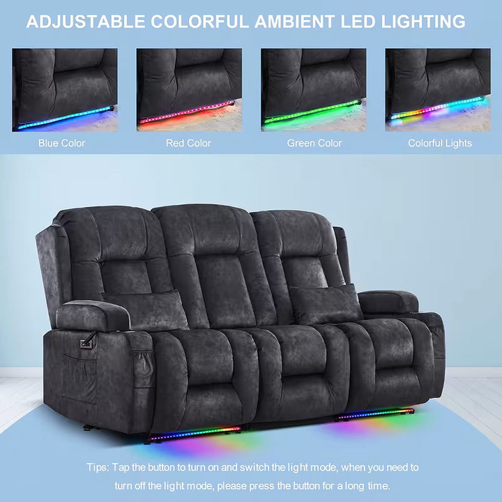 Callum Gray 3-Seat Power Reclining Sofa with Heat and Massage