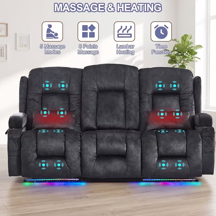 Callum Gray 3-Seat Power Reclining Sofa with Heat and Massage