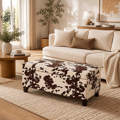 Cow-Print Storage Ottoman