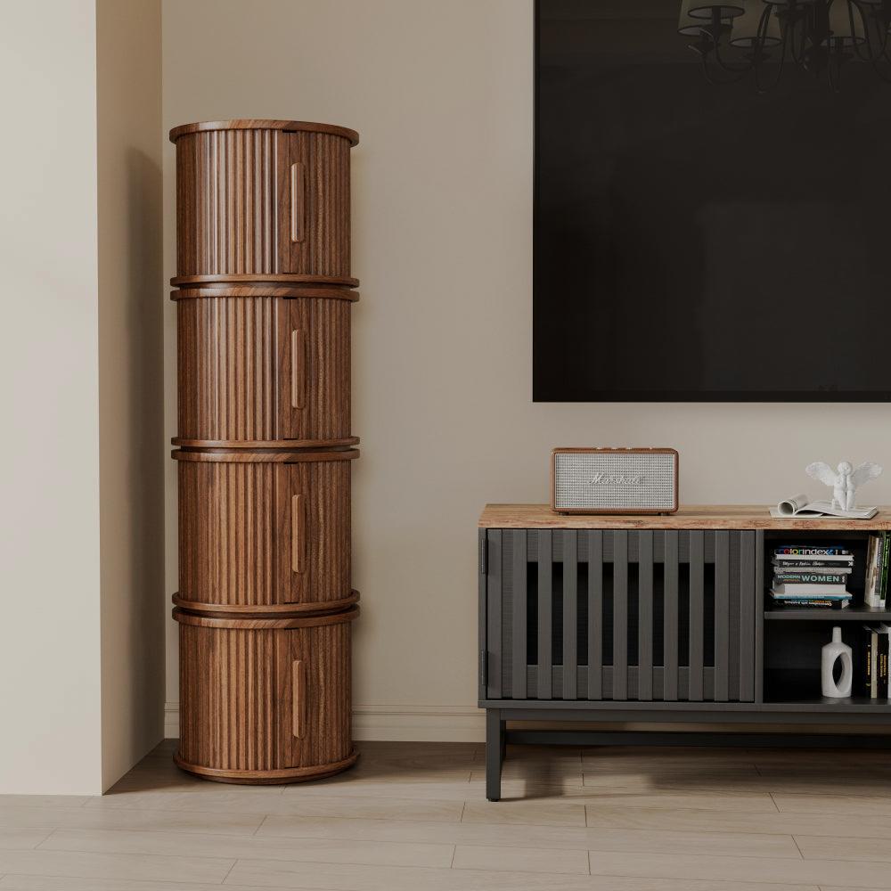 Stackable Fluted Storage Tables, Set of 4