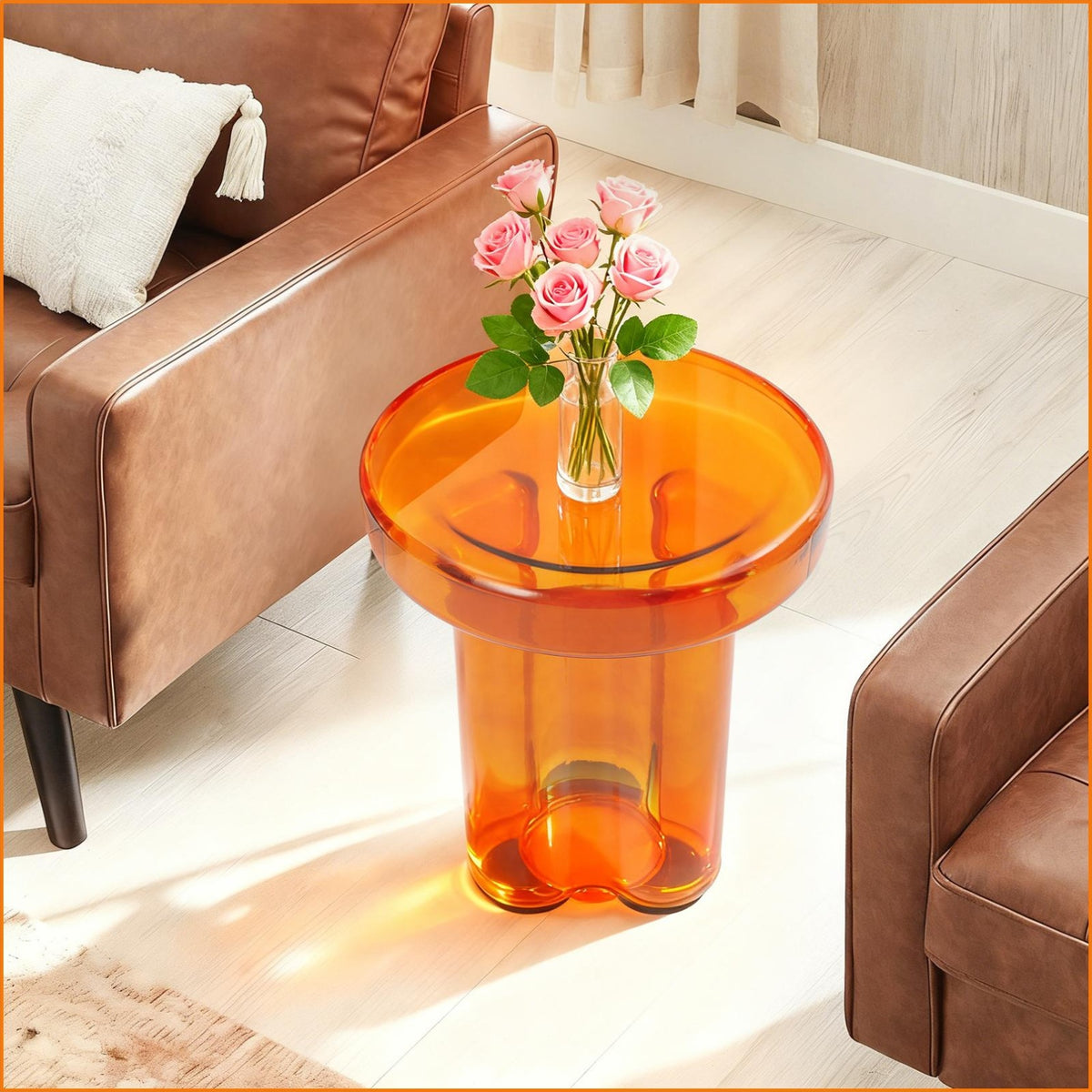 Small Yellow Coffee Table, COMPACT Round Side Table for Living Room Bedroom, Modern Accent Tea Table with Bright End, Coffee Tables, Suitable for Most Sofas on The Market