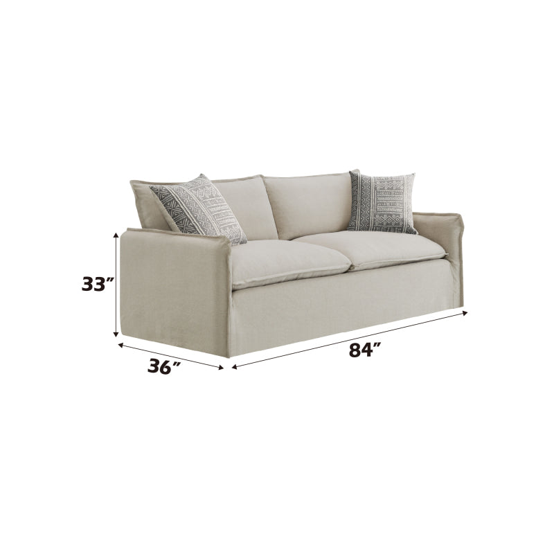 Beige Sofa, Loveseat and Swivel Chair Set — supplier sofa dimension diagram.