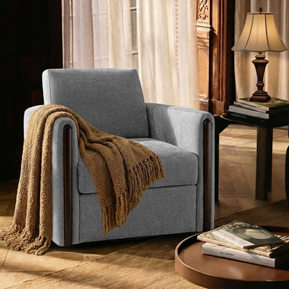 Hulala Gray Chenille Swivel Armchair — gallery view 3 of 12